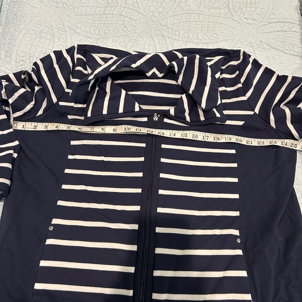 NWOT Woman’s Karen Scott Sport Navy White Striped Zip Jacket Plus Size 1X - Picture 8 of 8